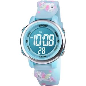Vicloon Orologio Digitale per Bambini, Orologio da Polso per Ragazzi e Ragazze, Polso unicorno, Cartoni 3D Waterproof Retroilluminazione a 7 Colori, Regalo di Natale Regali per Ragazzi e Ragazze