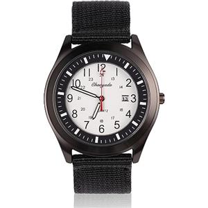 Vicloon Orologio da Uomo, Orologio Analogico al Quarzo, Orologio Militare Che si Illumina al Buio Con Datario e Cinturino in Nylon, Orologi Minimalisti Sportivi Tattici Dell'esercito (Nero)