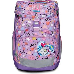 SJ GANG STYLE JAM GANG Zaino Scuola Updown Soft, Viola, Cute Notes, Monoscomparto con Cinghia Vita Regolabile, Tasca Laterale con Zip, Tasca in Rete Porta Borraccia, Elementari Medie, Bambina, Ragazza