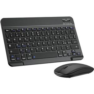 Cimetech Tastiera e mouse wireless Bluetooth, tastiera ergonomica ultrasottile con batteria ricaricabile integrata per iOS, Mac, iPad, Windows e sistemi operativi Android 3.0, Italiano QWERTY, nero