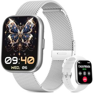 SLOKSFil Smartwatch Donna, 1.75" TFT Fitness Orologio, con Chiamate Bluetooth 24H Frequenza Cardiaca SpO2 Sonno 120+ Modalità Sport Fisiologia Femminile IP68 Contapassi, per Android iOS (Argento)