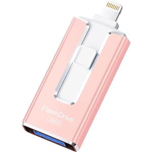 SUDEHO Chiavetta USB 256GB per iPhone, certificata MFi, con Lightning, Usb A, Type-C e micro USB, compatibile con iPhone, iPad, Android e PC, USB 3.0 veloce, espansione di foto, documenti e video, Rosa
