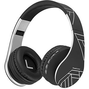 PowerLocus Cuffie Wireless Bluetooth, Cuffie Senza Fili Over Ear con Microfono Hi-Fi Audio Stereo, Pieghevoli, Cuffie Wireless e Cablate, Micro SD/TF per Ufficio/Adulti/Telefono/PC/TV (Nero/Argento)