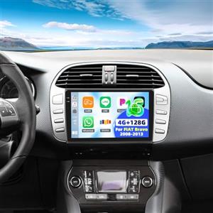 CAMECHO 4G+128G CAMECHO Autoradio Android Carplay per FIAT Bravo 2008-2013 con Carplay Wireless Android Auto, Radio per Auto da 9 Pollici 2Din con GPS Navi WiFi Bluetooth FM/RDS EQ SWC AHD Retrocamera&MIC