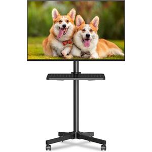 XINLEI Supporto TV mobile su ruote, carrello TV portatile con ripiano per TV a schermo piatto curvo da 21-60" fino a 35 kg, supporto TV alto regolabile in altezza su rotelle, VESA Max 400x400 mm ML55A