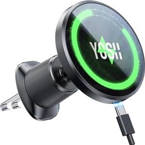 YOSH Caricatore Wireless Auto per Magsafe [15W Ricarica Veloce] Supporto Telefono Auto Magnetico per Presa d'Aria, Ricarica Wireless per iPhone 16/15/14/13/12 & custodia Mag-Safe