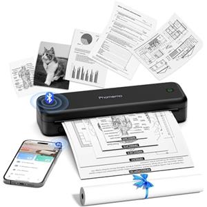 Phomemo M834 Stampante Portatile A4, Stampante Termica Portatile Senza Inchiostro, Connessione Bluetooth e USB, Supporta Carta Termica A4 (210x297 mm), 80mm, per Smartphone e PC, 300DPI