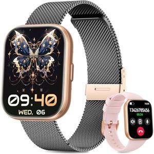 SLOKSFil Smartwatch Donna, 1.75" TFT Fitness Orologio, con Chiamate Bluetooth 24H Frequenza Cardiaca SpO2 Sonno 120+ Modalità Sport Fisiologia Femminile IP68 Contapassi (Noir Or)