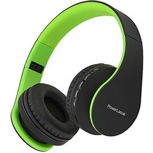 PowerLocus Cuffie Wireless Over-Ear, Cuffie Bluetooth Senza Fili Pieghevoli, Cuffie con Microfono Incorporato, HiFi Stereo, Micro SD/TF, FM per Viaggio/Telefono/PC/Ufficio (Nero/Verde)