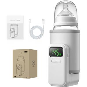 VVU&CCO Scaldasalatte portatile, senza fili con 6 livelli di temperatura e display digitale, distribuzione uniforme del calore, ricarica USB, 5000 mAh per biberon in viaggio e in casa |35-55 ℃
