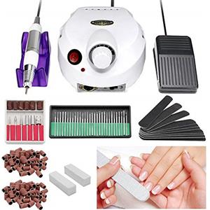 SWANEW Fresa per unghie, 30000 giri/min, regolazione continua, set per manicure, 240 V, pedicure, design elettrico, 18 W, bianco