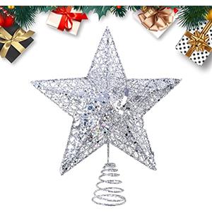 KEYIDO Puntale per albero di Natale stella dorata per albero di Natale 25 cm stella di Natale per albero decorazione natalizia puntale per abete decorazione di Natale Christmas Tree Topper Star (8inch(20cm))