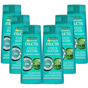 Garnier Fructis Coco Water - Shampoo chiarificante per radici oleose e punte asciutte, idratante, 250 ml, confezione da 6