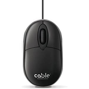 Cable Technologies Mouse Cablato USB 1000 DPI, Ergonomico Ambidestro Ottico Alta Precisione, 3 Pulsanti Rotella Scorrimento, Plug & Play, Cavo 1,5m, per PC Laptop Windows Mac