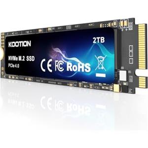 KOOTION SSD NVMe M.2 da 2TB, Unità a Stato Solido Interna PCIe 4.0 M.2 2280, fino a 5000 MB/s, Compatibile con Laptop e Desktop (PC), SSD di espansione per gaming-Nero