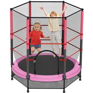VELPAX Trampolino Elastico Bambino in Acciaio,3-6 Anni con Rete di Protezione, 6 Colonne e Ingressi, 140cm Con Molle, Rete Di Sicurezza Rialzata - Regali Di Compleanno Per Bambini e Bambine, Regali Di Natale