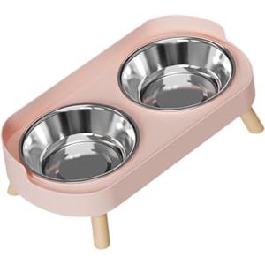 Milageto Ciotola per Acqua per Gatti e Cani, Facile da Pulire, Ciotola rialzata per Gatti, per Gattini Cani di Piccola Media Taglia, Rosa, Ciotola in Acciaio