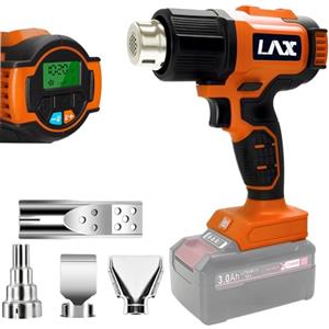 L1NXIXI Pistola termica a batteria per 18 V agli ioni di litio, 50 - 550 °C manuale con display LCD digitale, temperatura regolabile e controllo dell'aria con 4 ugelli in acciaio inox per fai da te