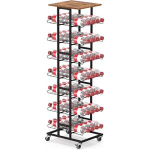CADUKE Portabottiglie su Ruote a 7 Livelli, Supporto Mobile per Bottiglie per 56 Bottiglie, Carrello Bar in Metallo con Piano, Carrello da Cucina con Grande Capacità per Bevande e Accessori per Feste