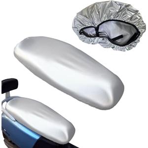 SHUOHONG Coprisella Moto Antiscivolo e Antigraffio Coprisella Moto Copri Sella Scooter Universale Impermeabile Coprimoto Resistente all'Abrasione Telo Impermeabile Copri Sella Scooter (Argento)