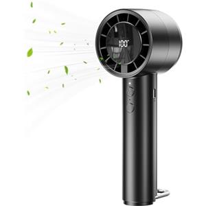 JATEKA Ventilatore portatile con batteria da 3000mAh - Ricaricabile via USB, 5 livelli di velocità, indicatore LED della batteria e gancio a D, mini ventilatore da viaggio per ufficio e casa (Nero)