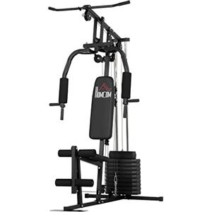 HOMCOM Palestra Multifunzione per Allenamento a Casa e Professionale, Stazione Fitnes in Acciaio con Pesi da 45kg, 135x103x200cm, Nero