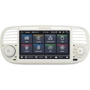MAVYULQEF Autoradio Linux Avvio Lampo Compatibile 500 2007-2015 Fiat | Installazione Rapida | CarPlay/Android Auto Wireless/Bluetooth/FM/AM/RDS/USB | DSP 100W | Bianco