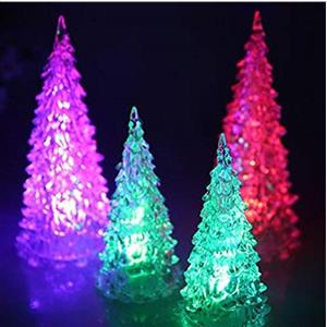 Gwill - Albero di Natale in acrilico, a LED, a batteria, cambia colore, ideale come decorazione per albero di Natale, ideale come decorazione per la casa, per feste di Natale, confezione da 5 pezzi