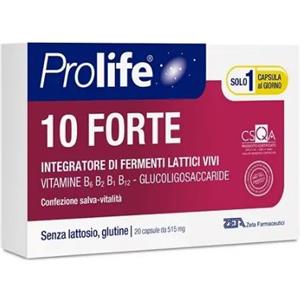 ZETA FARMACEUTICI Prolife 10 Forte - Integratore di Fermenti Lattici e Vitamine, 20 Capsule