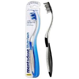 Mentadent Style-Tech Spazzolino da Denti con Collo Sottile e Innovativa Lamina in Metallo