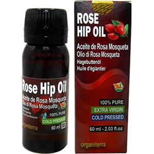 organiterra Puro Olio di Rosa Mosqueta 60 ml extra vergine Imballaggi e Certificato in Europa, puro al 100%