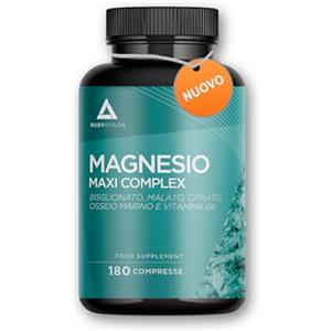 Bodyathlon Magnesio Completo Compresse 180giorni- 4 Magnesio+ Vitamina B6- Citrato e Bisglicinato+ Malato+ Ossido marino+ Vitamina B6- Stanchezza, Articolazioni e muscoli- Magnesium Complex- Donna Uomo