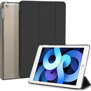 4UBonLife Custodia per iPad 6a /5a Generazione 9,7 Pollici 2018/2017, Cover Protettiva Rigida, Sottile e Leggera con Traslucida Posteriore Opaca Cover per iPad 5/6, Auto Sveglia/Sonno, Nero