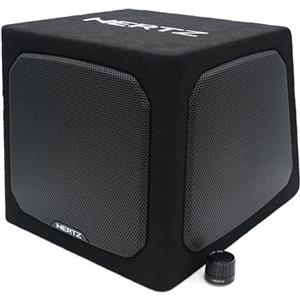 Hertz DBA 201 - Subwoofer amplificato da 200mm in box reflex per auto, 440W Peak, amplificatore integrato classe AB con filtro passa-basso e bass boost regolabile. Controllo remoto incluso.