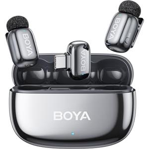 BOYA MINI 2 Microfono per iPhone 15/16/17, Android, Microfono Wireless, 5g, 48kHz/24Bit, 100m, Microfoni Lavalier USB-C, 30 Ore, Microfoni Senza Fili per Video Social, Vlogging, YouTube, Streaming