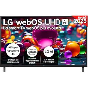 LG webOS UHD AI UA75 TV 50 pollici, Smart TV 4K Ultra HD, Processore α7 Gen8, webOS con AI, Filmmaker mode, HDR10, Gaming con VRR 4K@60Hz, Game Optimizer, Wi-Fi, 50UA75006LA 2025