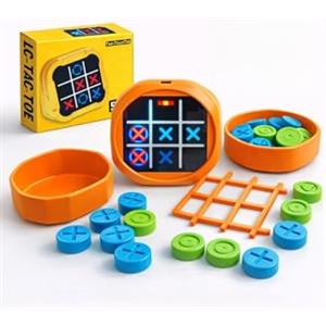 New Generation Pro Gioco Elettronico Tris 5 in 1 per Bambini - Tic Tac Toe Interattivo Ricaricabile USB - Gioco Educativo da Tavolo per Famiglia e Viaggio (arancione)