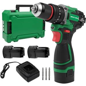Candeon Trapano Avvitatore Batteria Percussione, 16,8V 50Nm Max Trapano Avvitatore A Batteria Elettrico Cacciavite Con 2 Batterie 2.0ah, Led Luce, Velocità Regolabile 450/1600 RPM per riparazione e fai da te