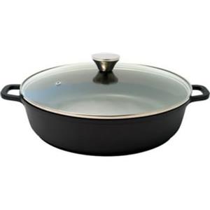 Baumalu Pentola lenta bassa 36 cm + coperchio in vetro - 6,5 LT - ghisa alluminio ceramica