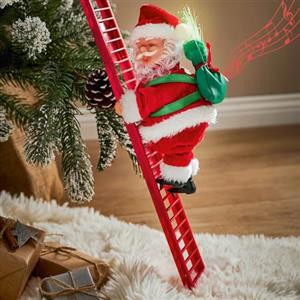 Qintora Babbo Natale Scala Elettrica, Decorazione della Scala di Arrampicata di Natale, Scala di Babbo Natale Elettrica con Musica, Decorazione natalizia,Albero di Natale Decorazioni