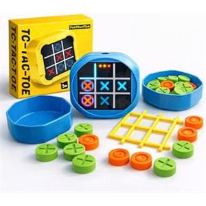 New Generation Pro Gioco Elettronico Tris 5 in 1 per Bambini - Tic Tac Toe Interattivo Ricaricabile USB - Gioco Educativo da Tavolo per Famiglia e Viaggio (azzurro)