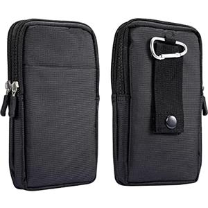 PWQYRQE Marsupio da Cintura per Cellulare Uomo, Custodia con Clip per Telefono Nero, Verticale Portacellulare Borsa da Cintura Borsetta Sacchetto per Smartphone Fondina Running Sportivo Viaggio Portafoglio