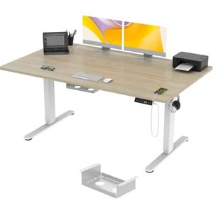 TRIUMPHKEY Scrivania Regolabile in Altezza 160 x 80cm,3 Controller di Memoria,con Porta di Ricarica USB,Elettrica Scrivania per Computer,Studio, Ufficio,Postazione di Lavoro
