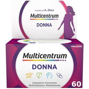 Multicentrum Donna Integratore Multivitaminico completo per donna, con Vitamina D, K, Acido Folico, Calcio, Ferro, per combattere stanchezza e affaticamento, 60 Compresse
