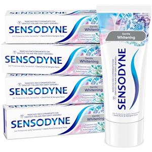 Sensodyne Gentle Whitening Dentifricio Per Denti Sensibili, Contribuisce A Denti Forti E Gengive Sane, Maxi formato 4x75 ml