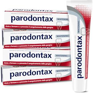 Parodontax Dentifricio Whitening, Effetto Sbiancante*, per Gengive Sane e denti Forti, Uso Quotidiano, Gusto migliorato, 4x75ml