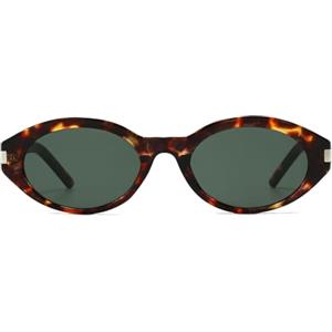 YAMEIZE Vintage Ovali Occhiali da Sole da Donna Uomo Retrò Occhiali da Sole Piccoli Anni '90 UV400 (Verde guscio di tartaruga)