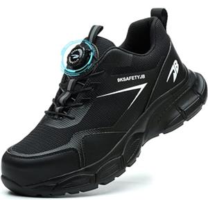 GUDECIUS Scarpe Antinfortunistiche Uomo Donna Scarpe da Lavoro Leggere Scarpe da Cantiere con Punta in Acciaio Sportive Antiscivolo Traspiranti Nero 42 EU