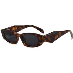 YAMEIZE Occhiali da Sole Retrò Rettangolari Donna Uomo Occhiali da Sole Cat Eye Vintage 90S UV400 (Guscio di tartaruga nero)