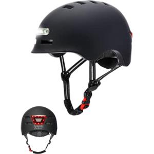 MAGIC SELECT Casco Bici o Scooter con Spia Rossa + Luce LED Frontale Bianca. Casco Ciclismo, Bicicletta, Skate. Casco Monopattino con Fodera Rimovibile, Guscio PC + EPS, 14 Prese d'aria e Cavo di Ricarica USB.
